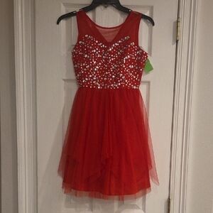 Elegant Red Sequin Kids Dress